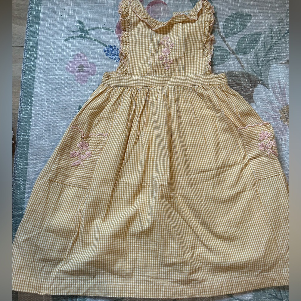 Lali gingham apron dress with embroidery
